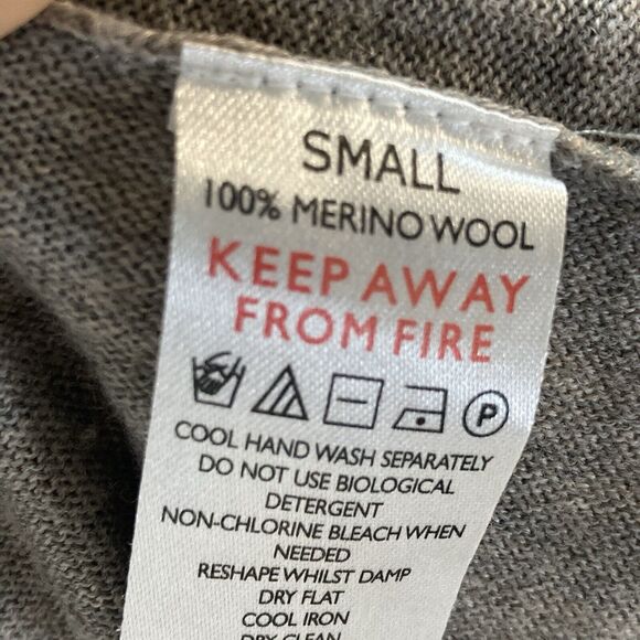 The White Company Cardigan Womens Small Merino Wool Sweater Open Front Taupe - Picture 6 of 8